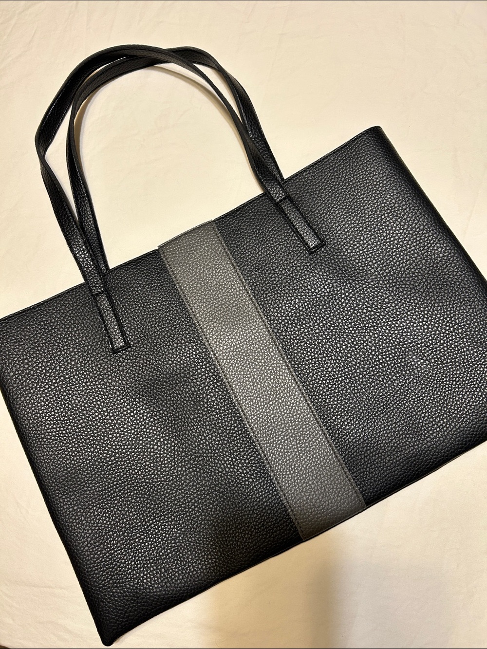 Vince Camuto Black Tote with Gray Center Stripe